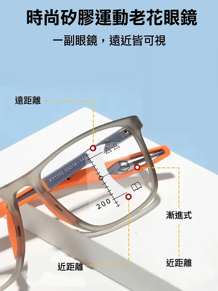 運動款二合一防紫外線變色老花眼鏡