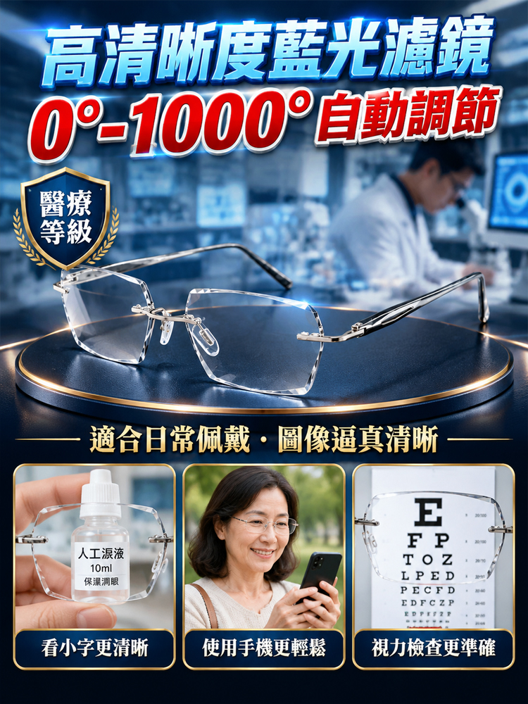 【設計師聯合打造】滿天星智慧變焦變色老花眼鏡