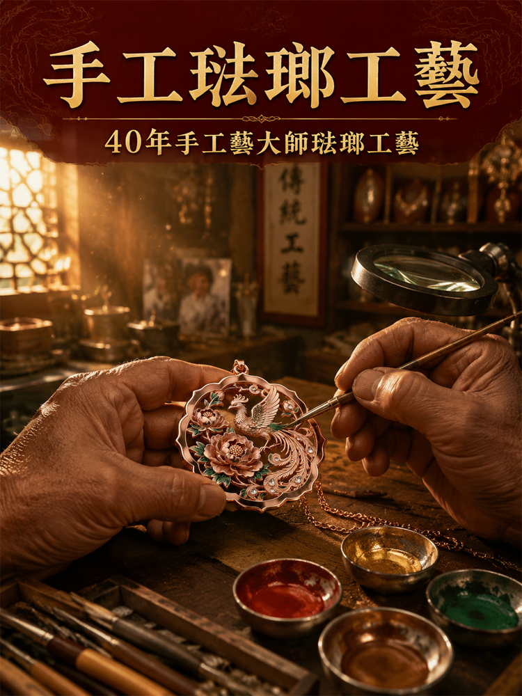 【招財轉運】鳳凰牡丹手工吊墜