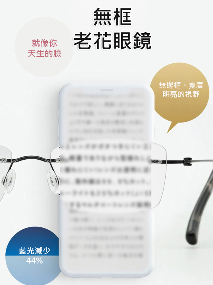 感光變色超輕無框老花眼鏡