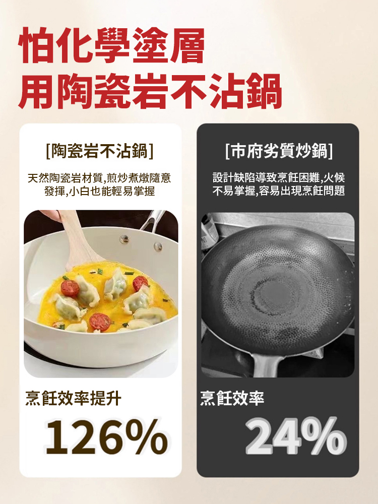 新款陶瓷不沾鍋炒鍋家用炒菜鍋