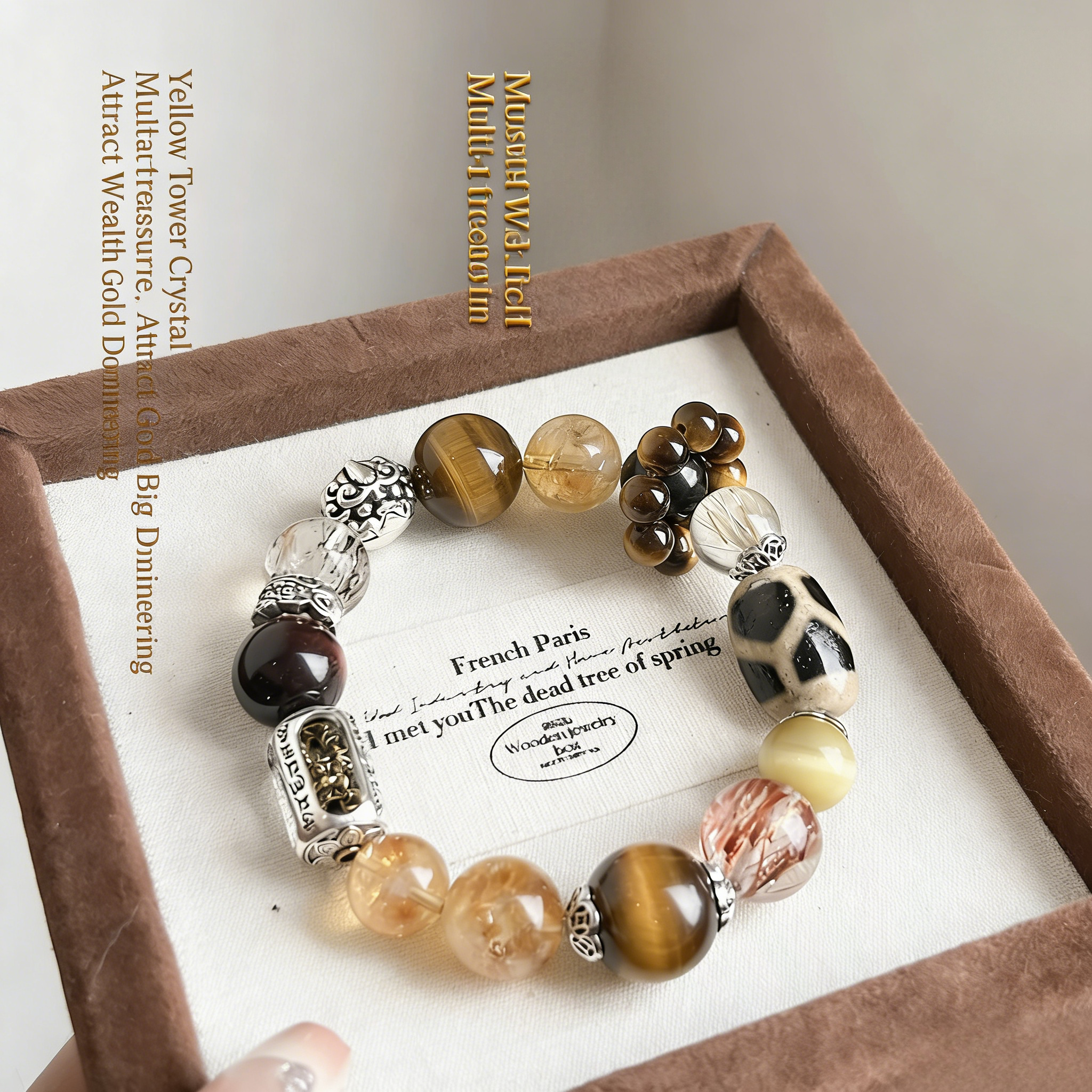 Natural Golden Tower Quartz & Golden Tiger's Eye Beaded Bracelet for Women | Ultimate All-In-One Prosperity Talisman