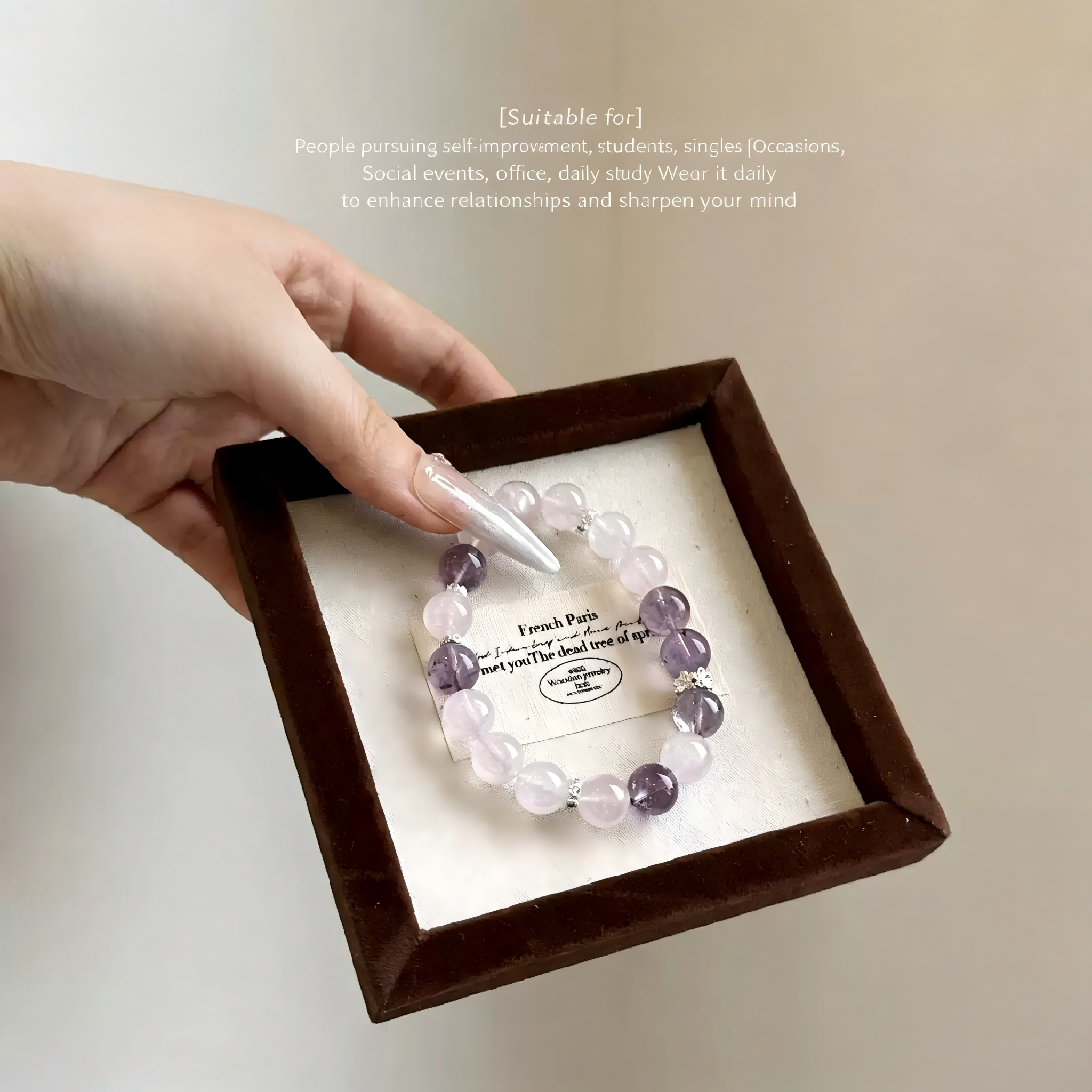 Natural Pink & Purple Crystal Bracelet for Women, Peach Blossom Crystal Jewelry