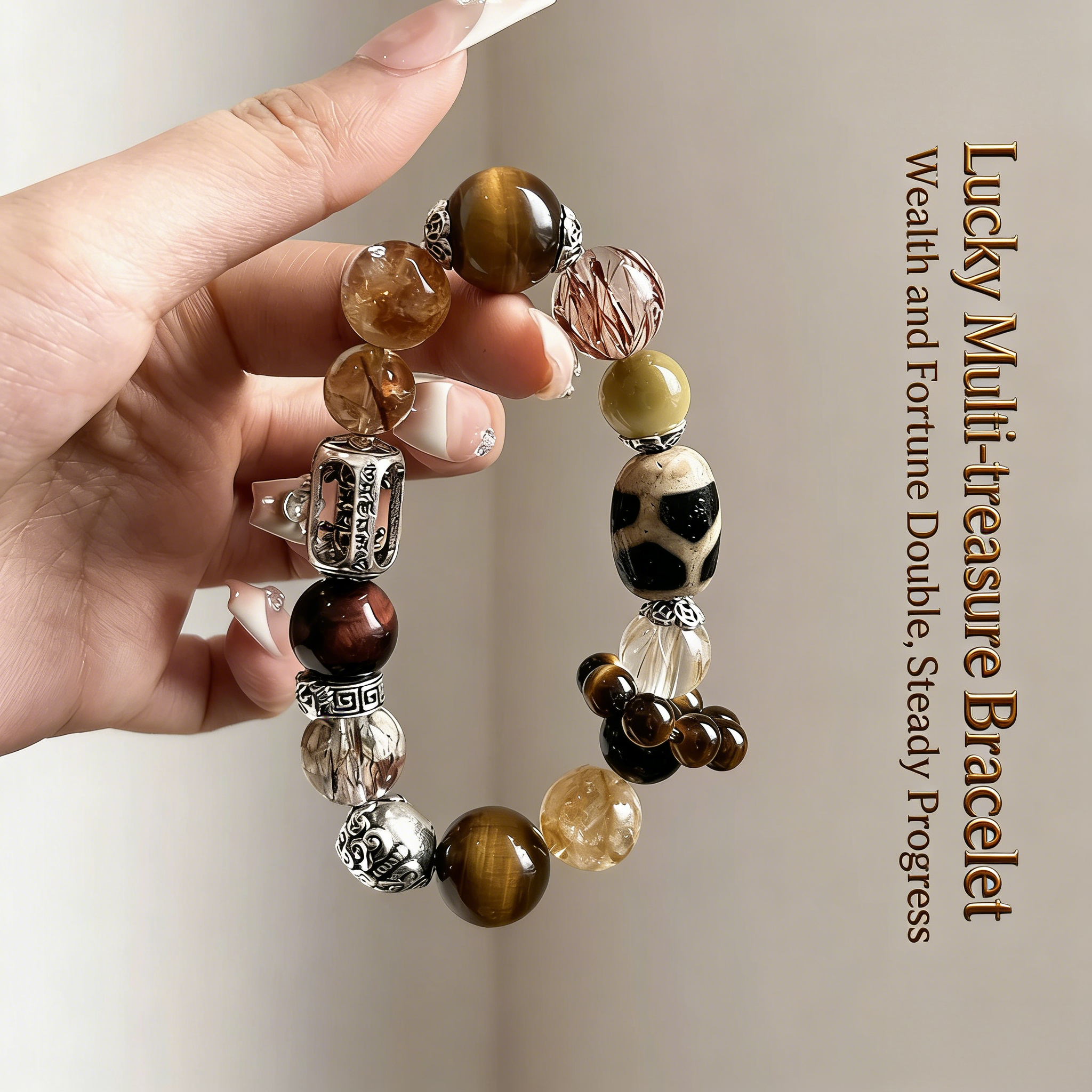 Natural Golden Tower Quartz & Golden Tiger's Eye Beaded Bracelet for Women | Ultimate All-In-One Prosperity Talisman