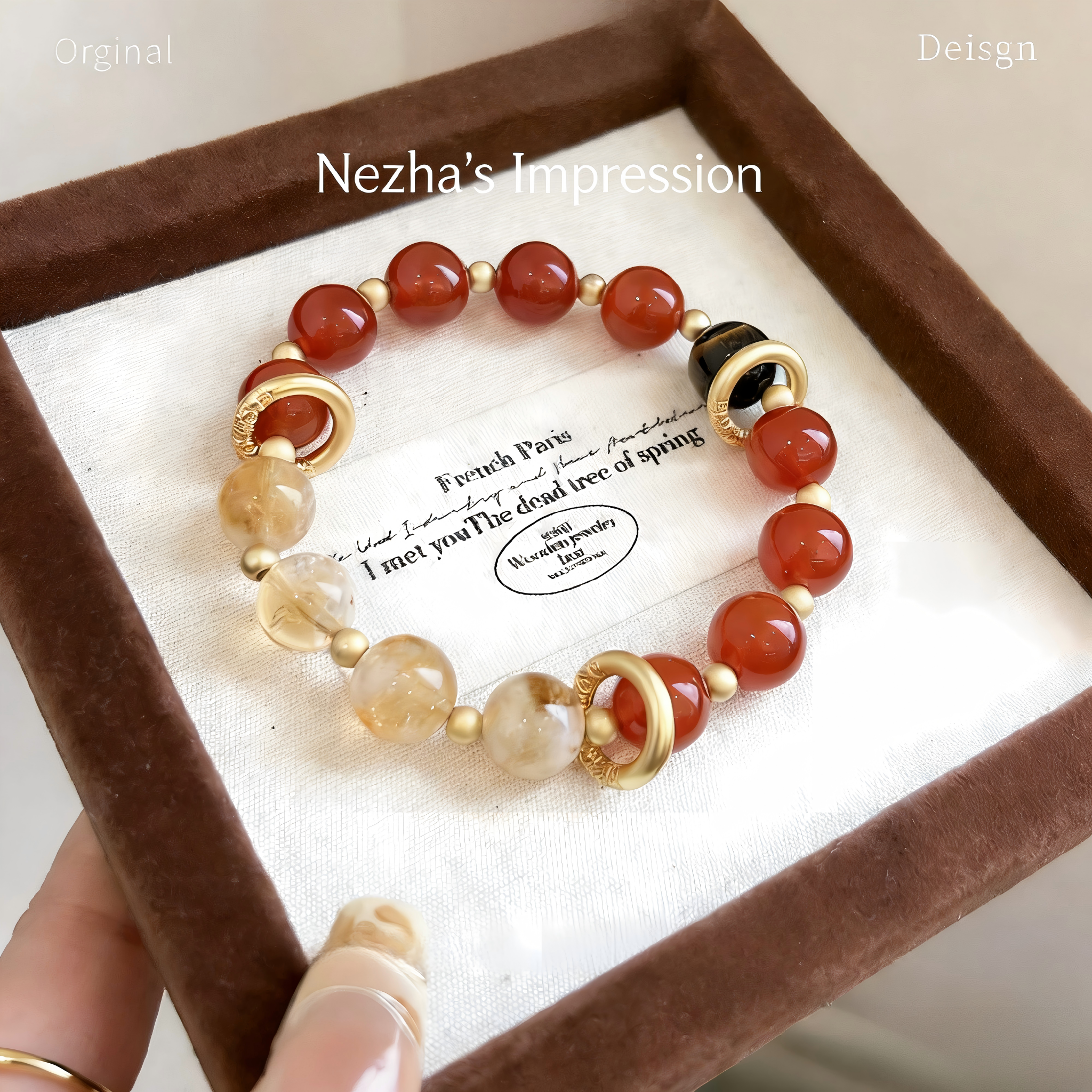 New Chinese Style Red Agate Bracelet, Natural Crystal Yellow Rutilated Quartz, Lucky Beads Bracelet for Women