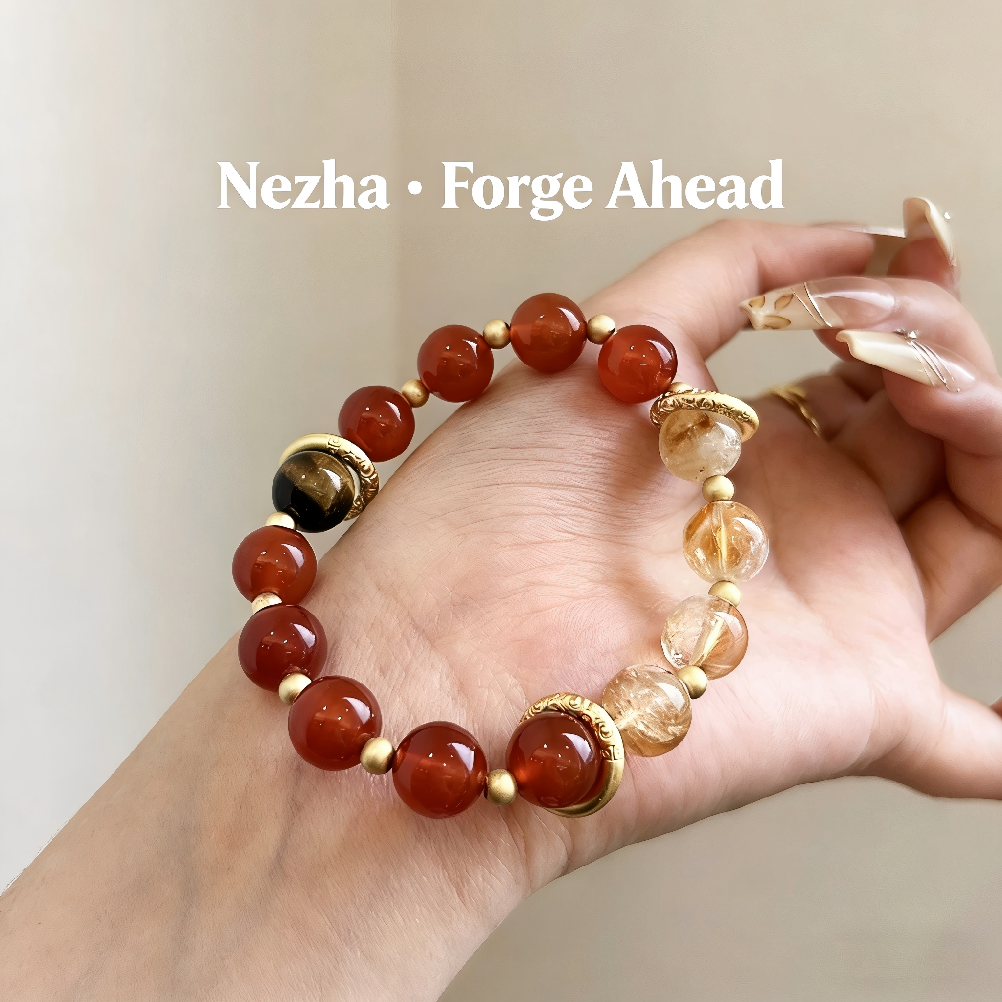 New Chinese Style Red Agate Bracelet, Natural Crystal Yellow Rutilated Quartz, Lucky Beads Bracelet for Women