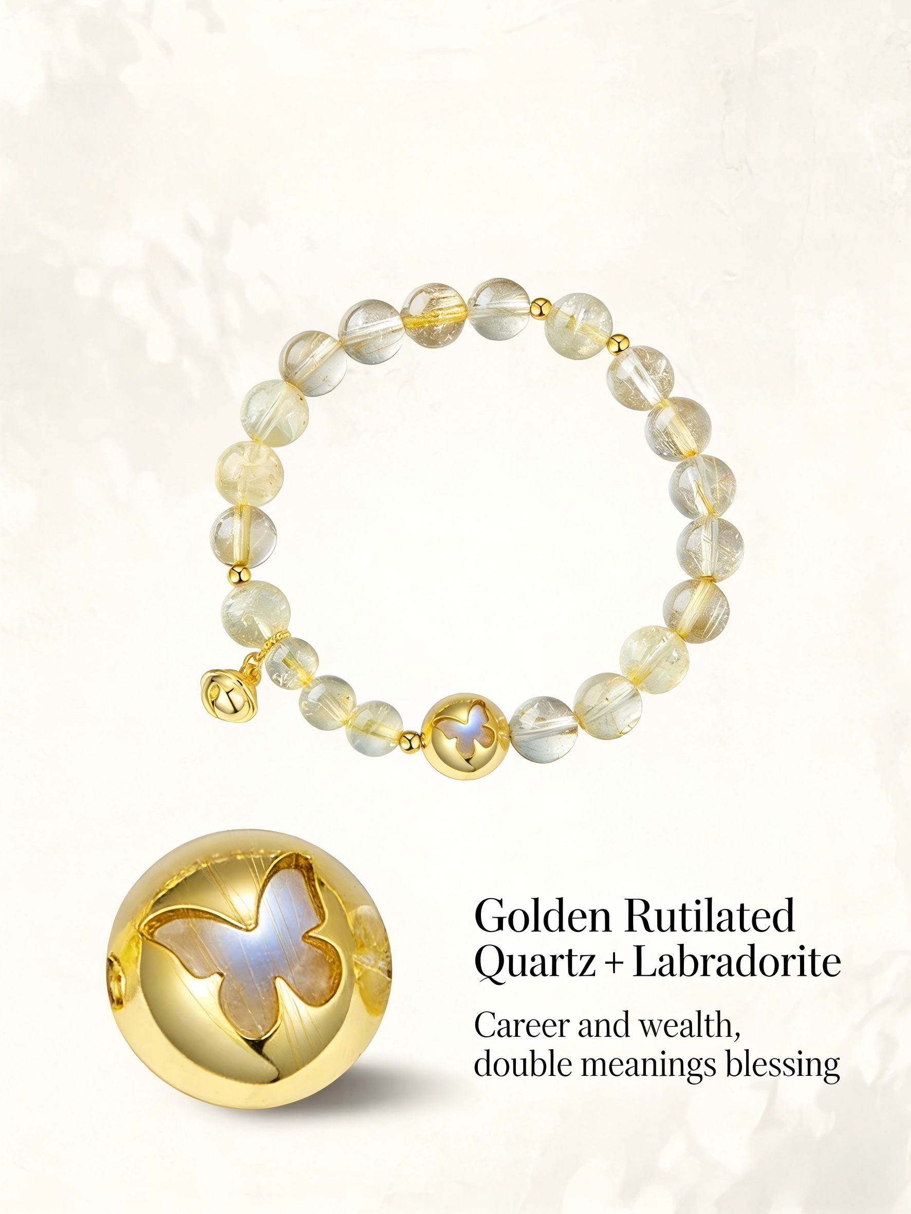 Colorful Stone & Natural Citrine Beaded Bracelet | Moonstone & Bell Accents | Elegant Fall/Winter Stackable Beaded Jewelry 