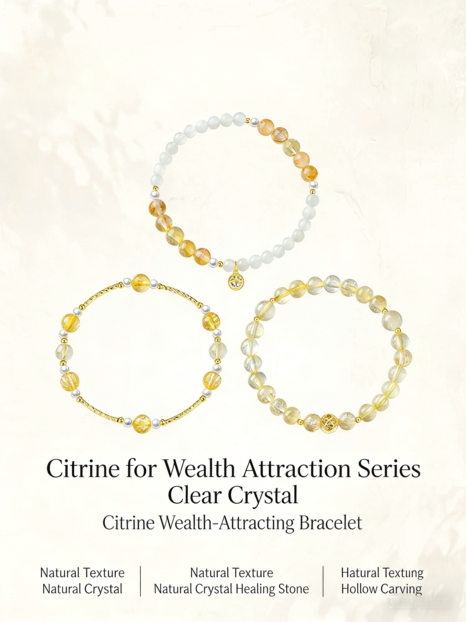 Colorful Stone & Natural Citrine Beaded Bracelet | Moonstone & Bell Accents | Elegant Fall/Winter Stackable Beaded Jewelry 