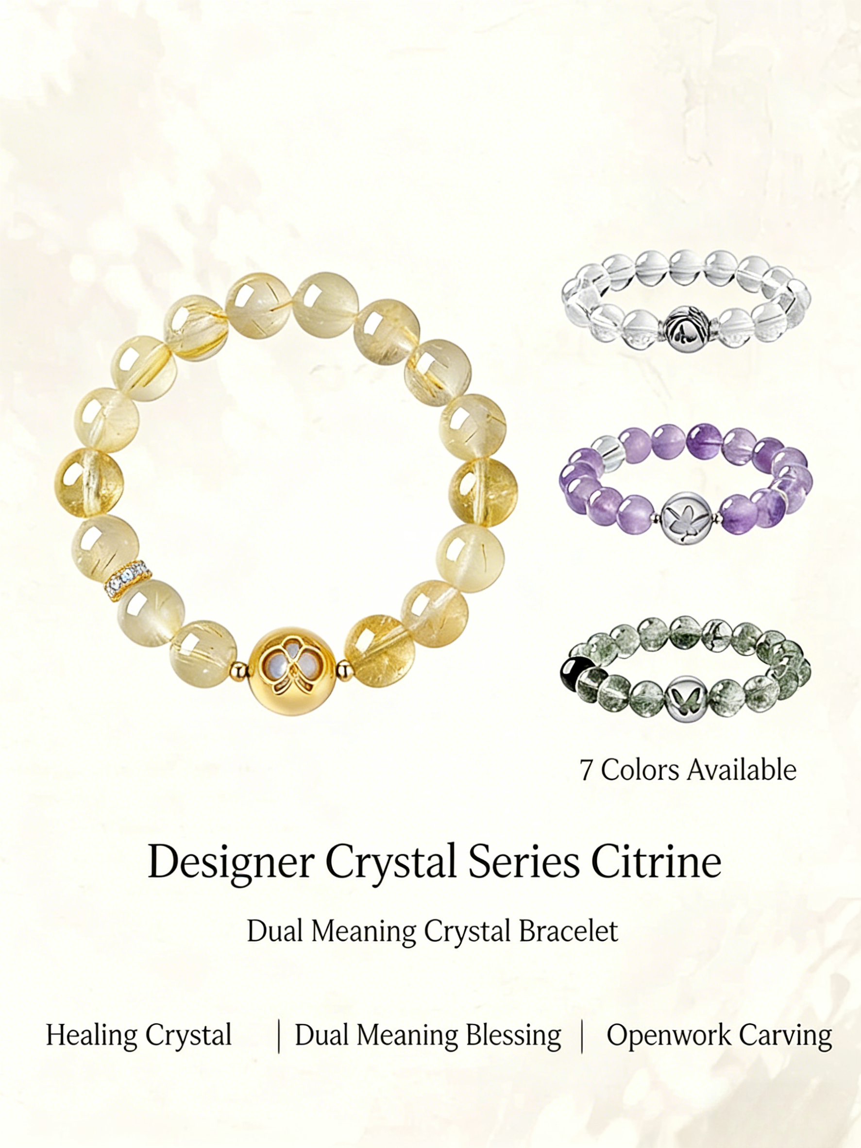 Celebrity-Inspired Designer Colorful Stone Amethyst & Green Phantom Quartz Bracelet – Spring/Summer Calming Jewelry