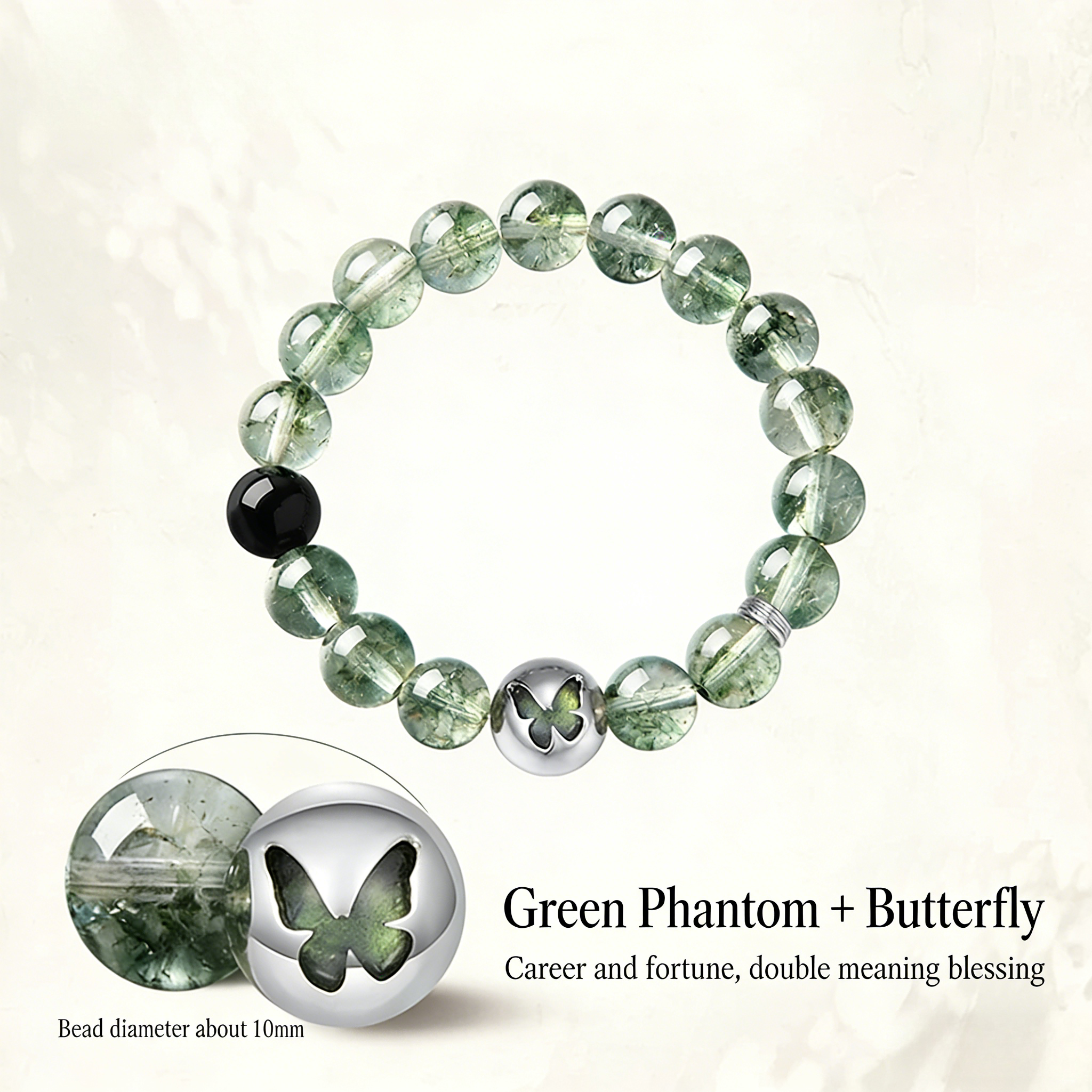 Celebrity-Inspired Designer Colorful Stone Amethyst & Green Phantom Quartz Bracelet – Spring/Summer Calming Jewelry