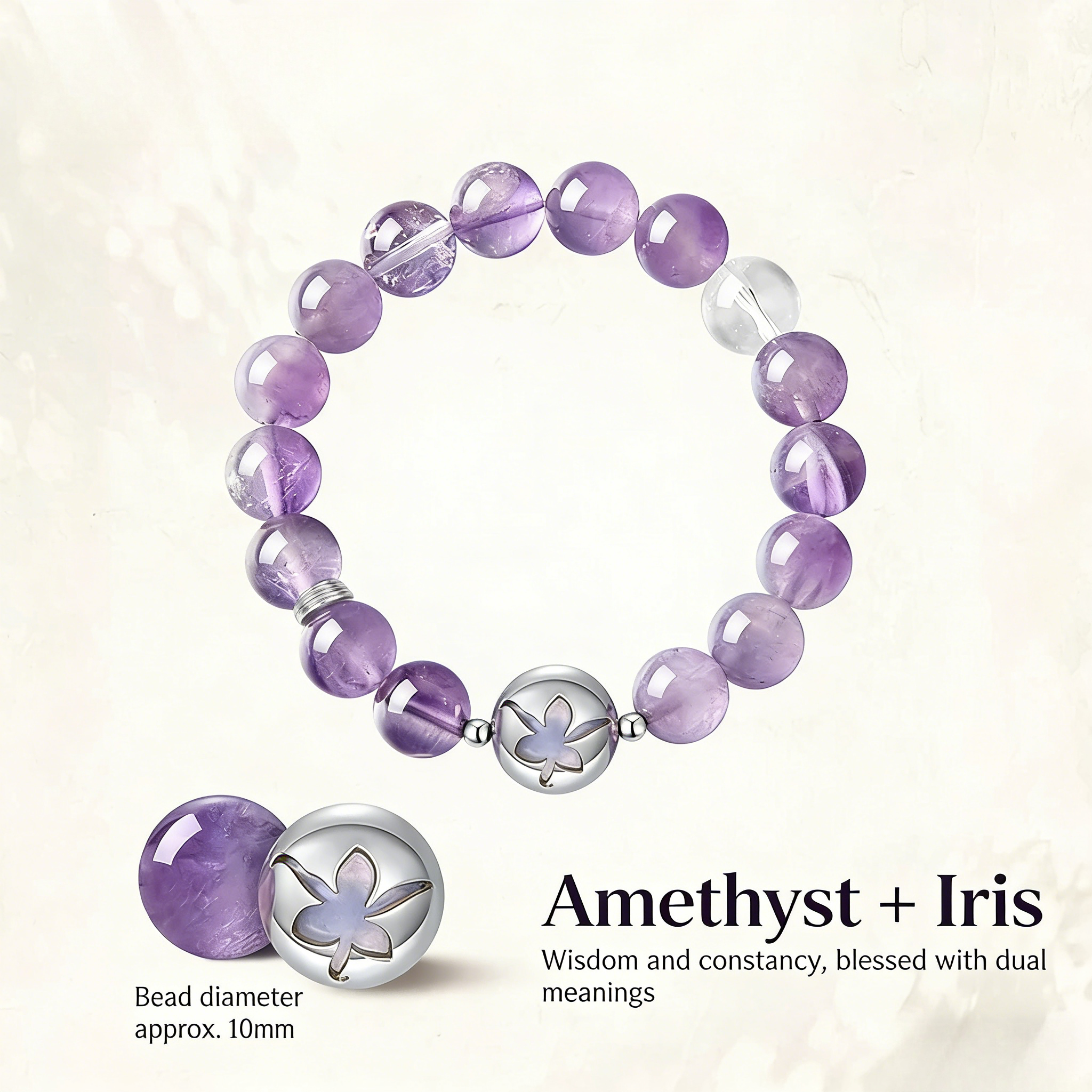 Celebrity-Inspired Designer Colorful Stone Amethyst & Green Phantom Quartz Bracelet – Spring/Summer Calming Jewelry