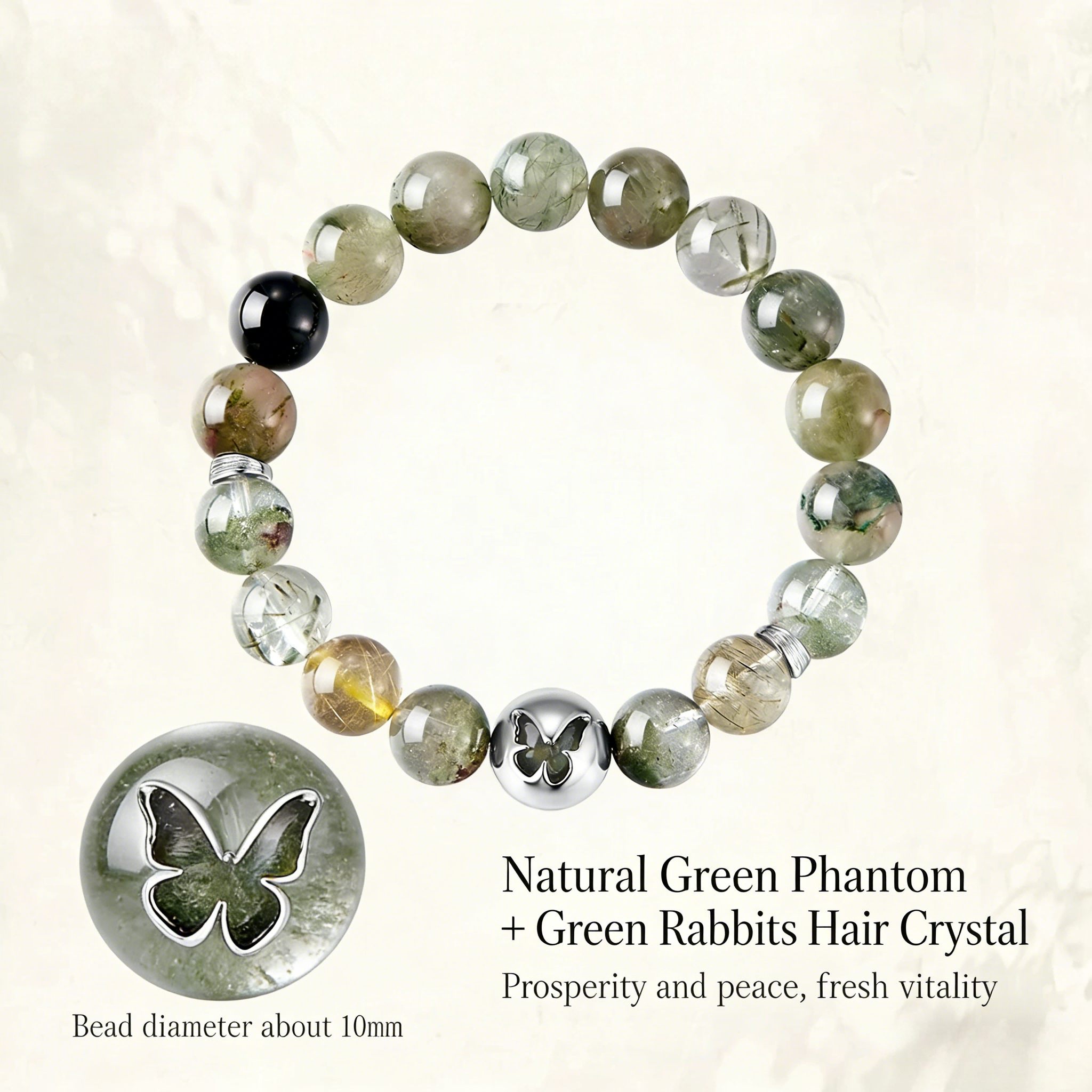 Celebrity-Inspired Designer Colorful Stone Amethyst & Green Phantom Quartz Bracelet – Spring/Summer Calming Jewelry