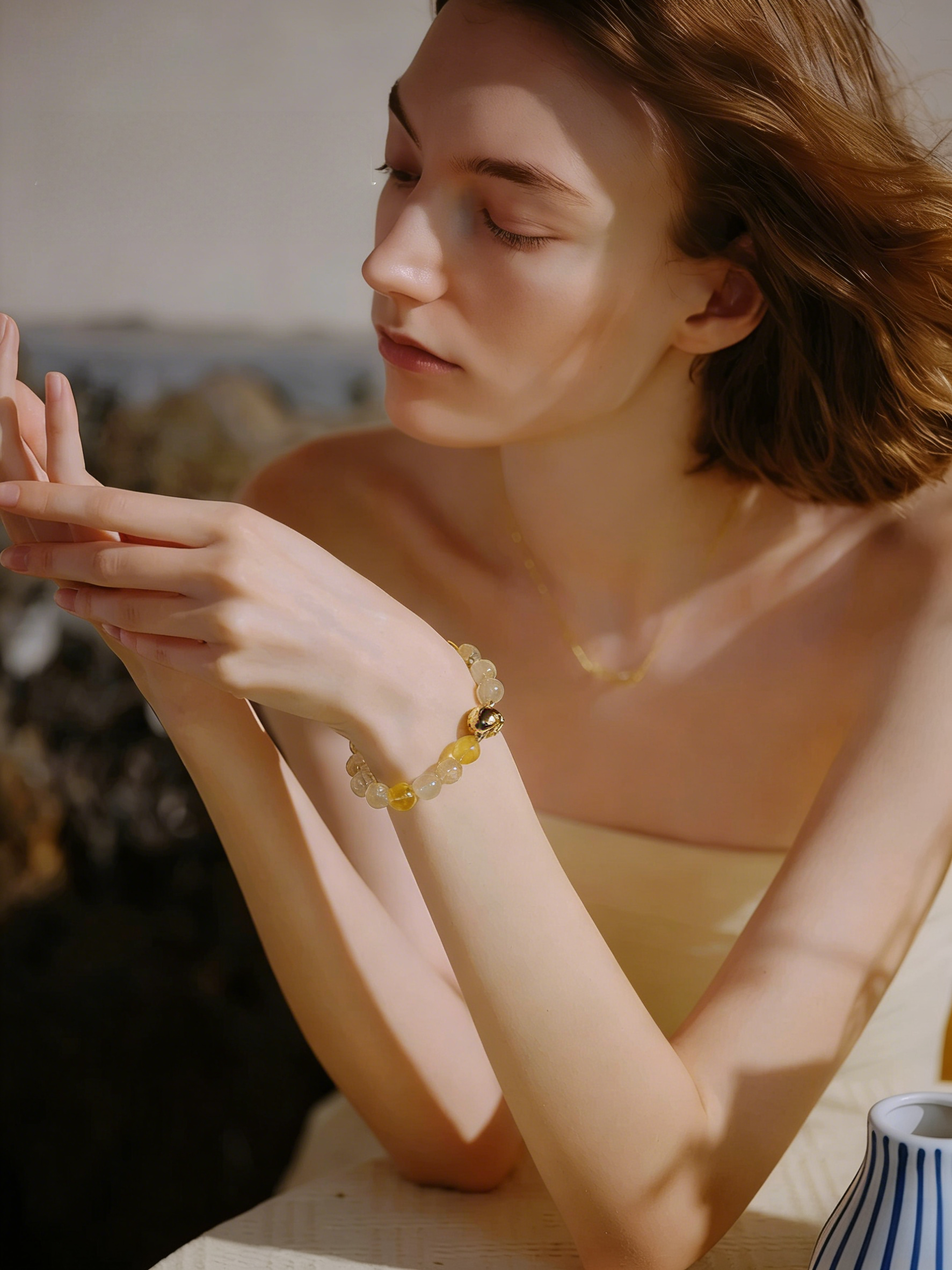 Celebrity-Inspired Designer Colorful Stone Amethyst & Green Phantom Quartz Bracelet – Spring/Summer Calming Jewelry