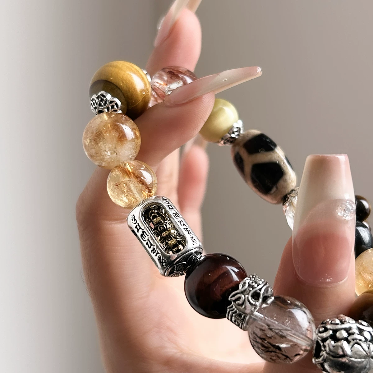Natural Golden Tower Quartz & Golden Tiger's Eye Beaded Bracelet for Women | Ultimate All-In-One Prosperity Talisman