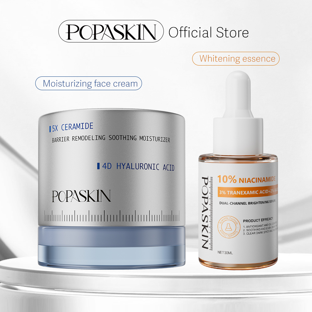 POPASKIN [Morning C, Evening N] Morning: 5x Ceramide Barrier Moisturizing Essence; Evening: 10% Niacinamide + 3% Tranexamic Acid Brightening Essence