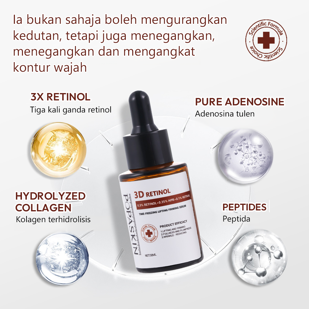 Serum Kedutan Penganjal & Pemudar Retinol Peptida 3D POPASKIN