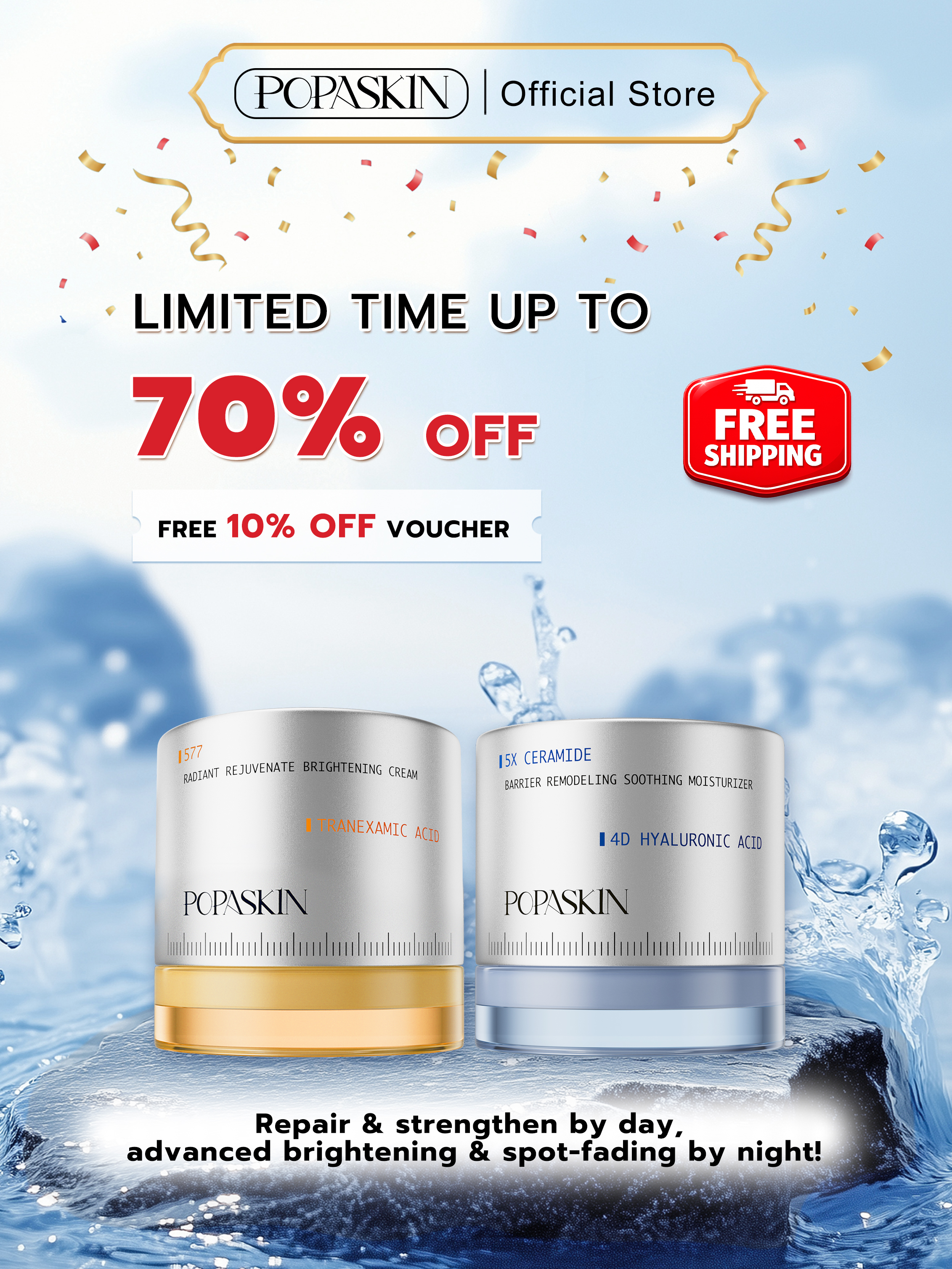 POPASKIN Flawless Skin in 14 Days: POPASKIN Barrier Repair & Brightening Serum Set