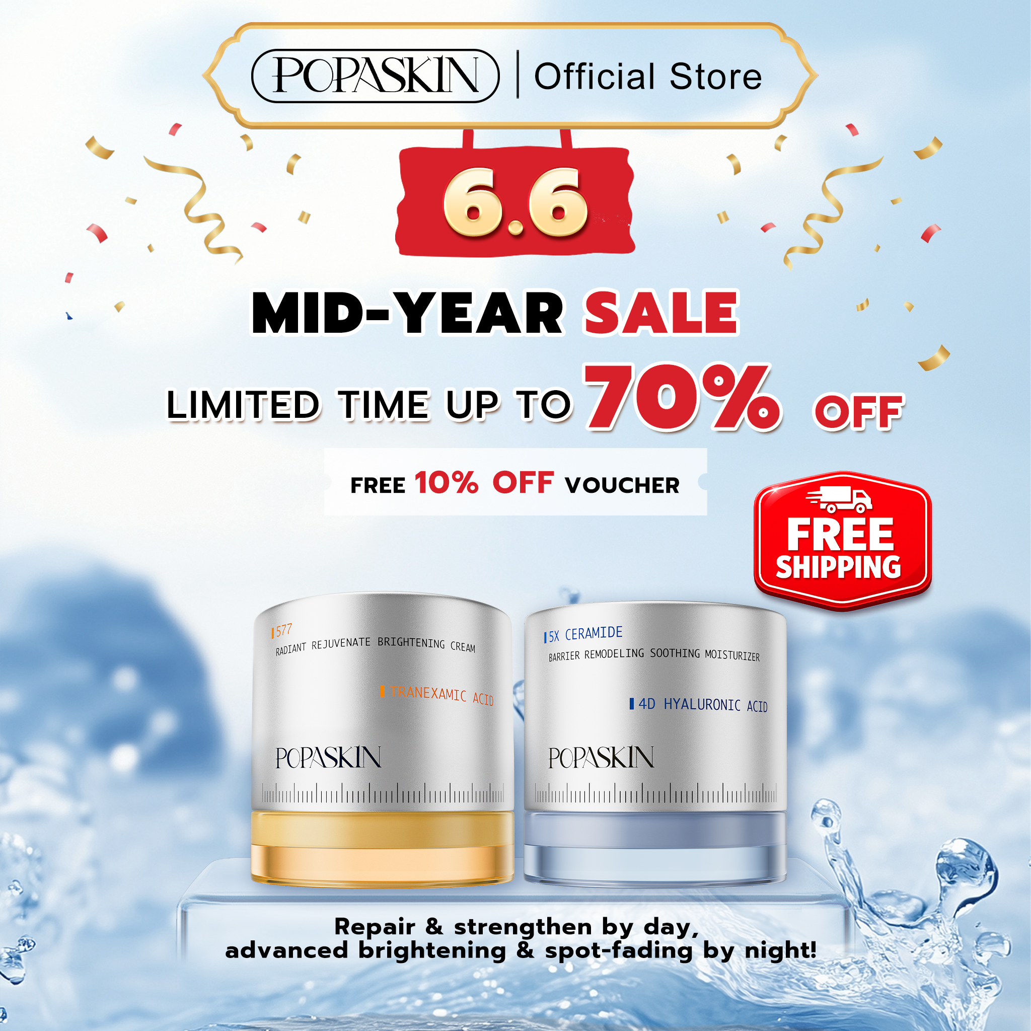 Flawless Skin in 14 Days: POPASKIN Barrier Repair & Brightening Serum Set
