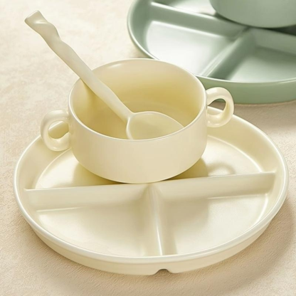 จานอาหารเช้าคุณภาพสูงแบบแบ่งช่อง