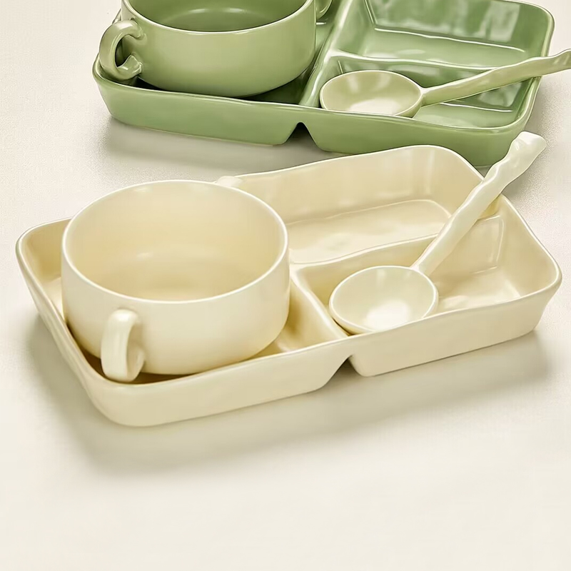 จานอาหารเช้าคุณภาพสูงแบบแบ่งช่อง