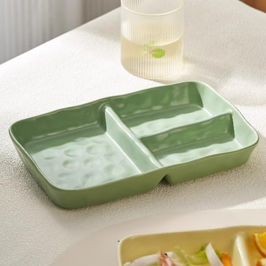 จานอาหารเช้าคุณภาพสูงแบบแบ่งช่อง