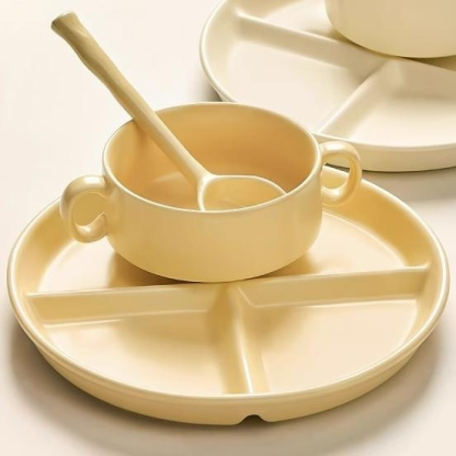 จานอาหารเช้าคุณภาพสูงแบบแบ่งช่อง