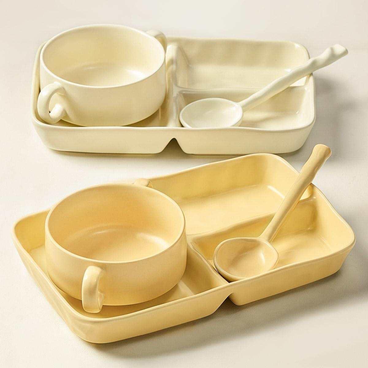 จานอาหารเช้าคุณภาพสูงแบบแบ่งช่อง