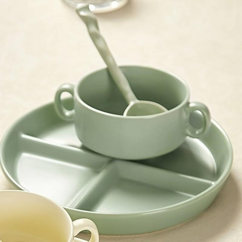 จานอาหารเช้าคุณภาพสูงแบบแบ่งช่อง