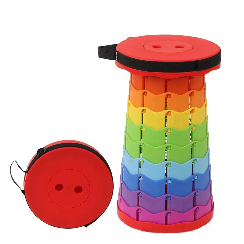 Best-Selling Outdoor Folding & Telescopic Stool — Portable Camping Seat, Fishing Stool, "Rainbow" Compact Stool, Adjustable-Height Seat, Travel Stool