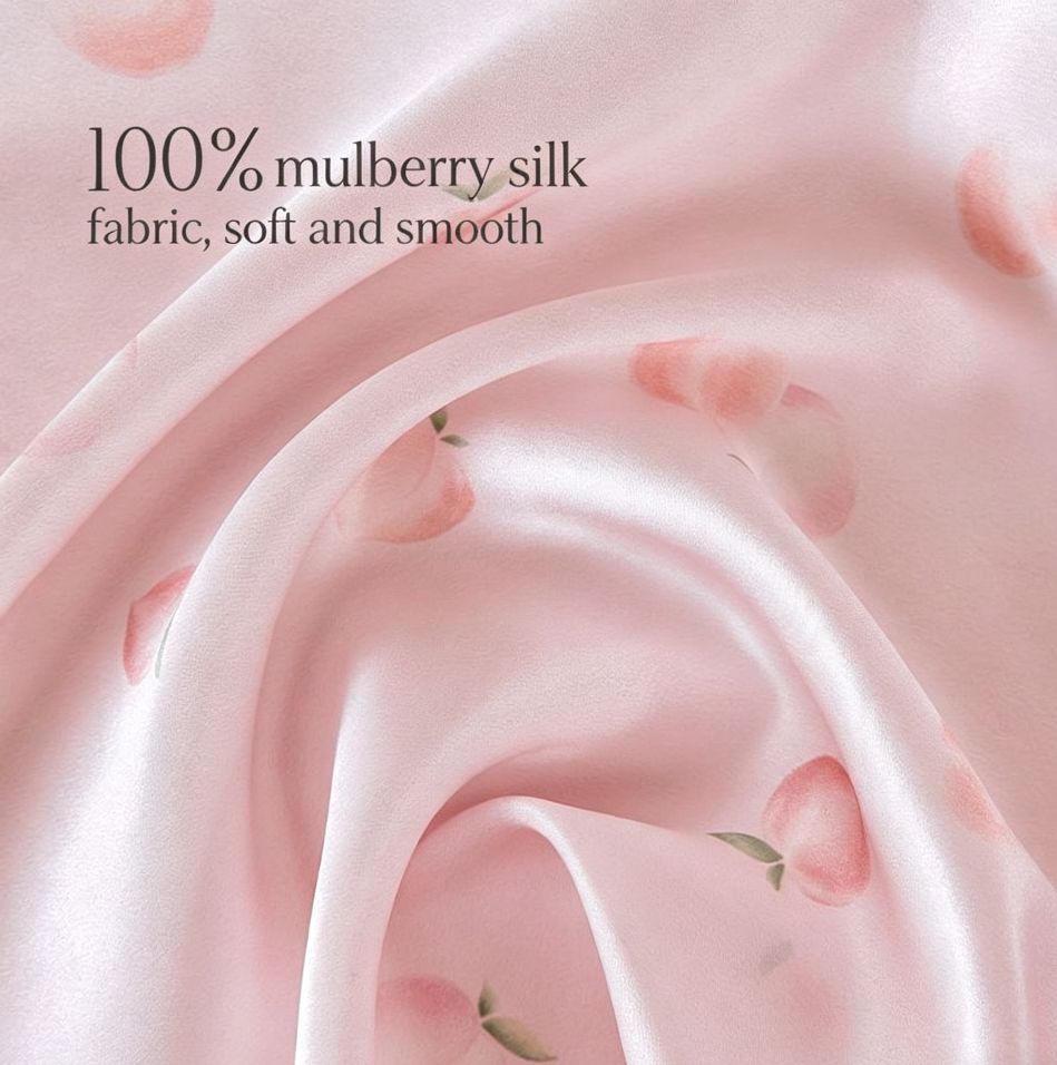 Double-Sided 100% Natural Silk - Non-Dyed Hypoallergenic Pillowcase for Acne & Frizzy Hair