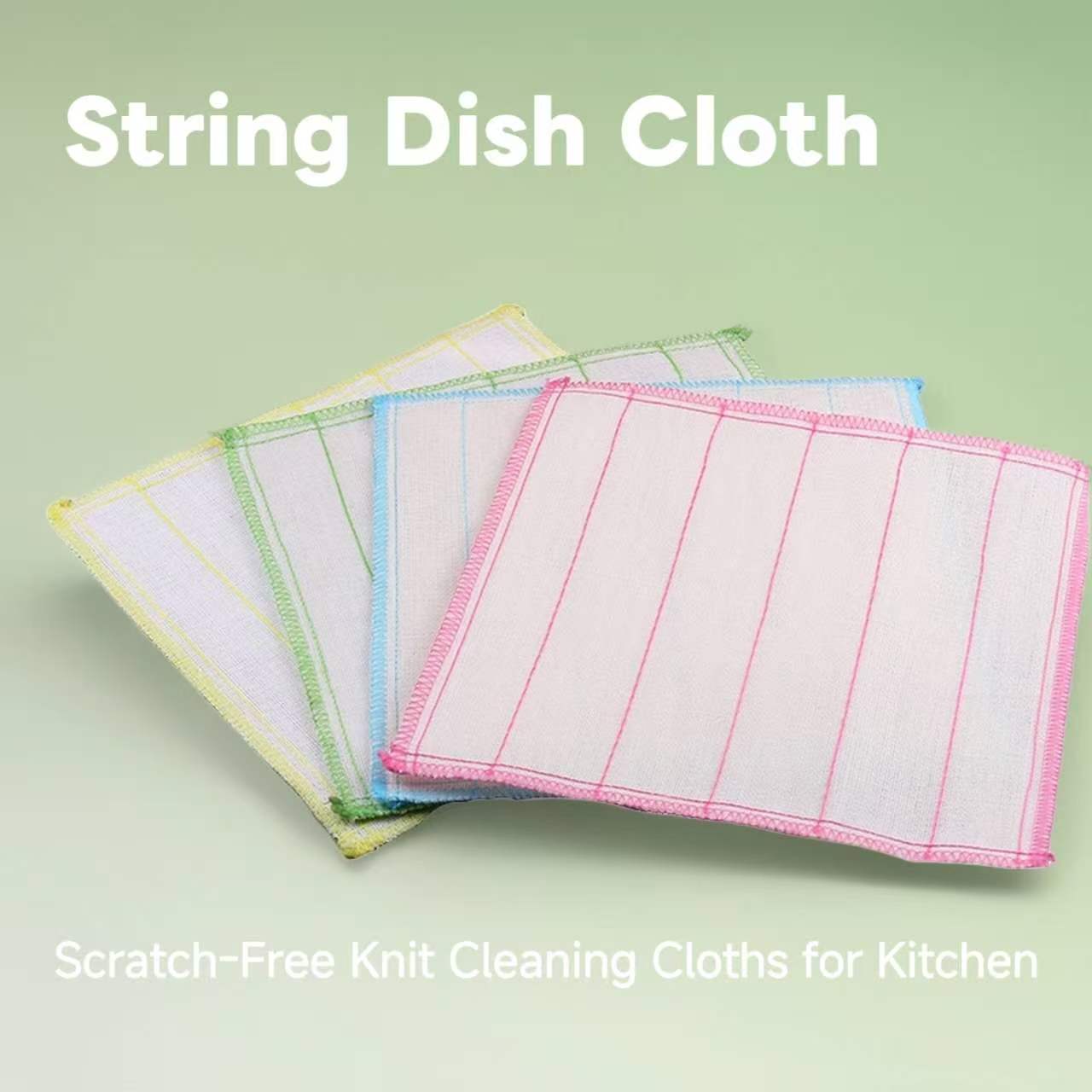 "Eco-Friendly String Dish Cloths - 100% Organic Cotton Knitted Kitchen Scrubbies - Reusable & Biodegradable Cleaning Rags (Pack of 5)"
