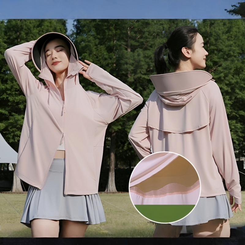 冰絲涼感連帽原紗防曬服