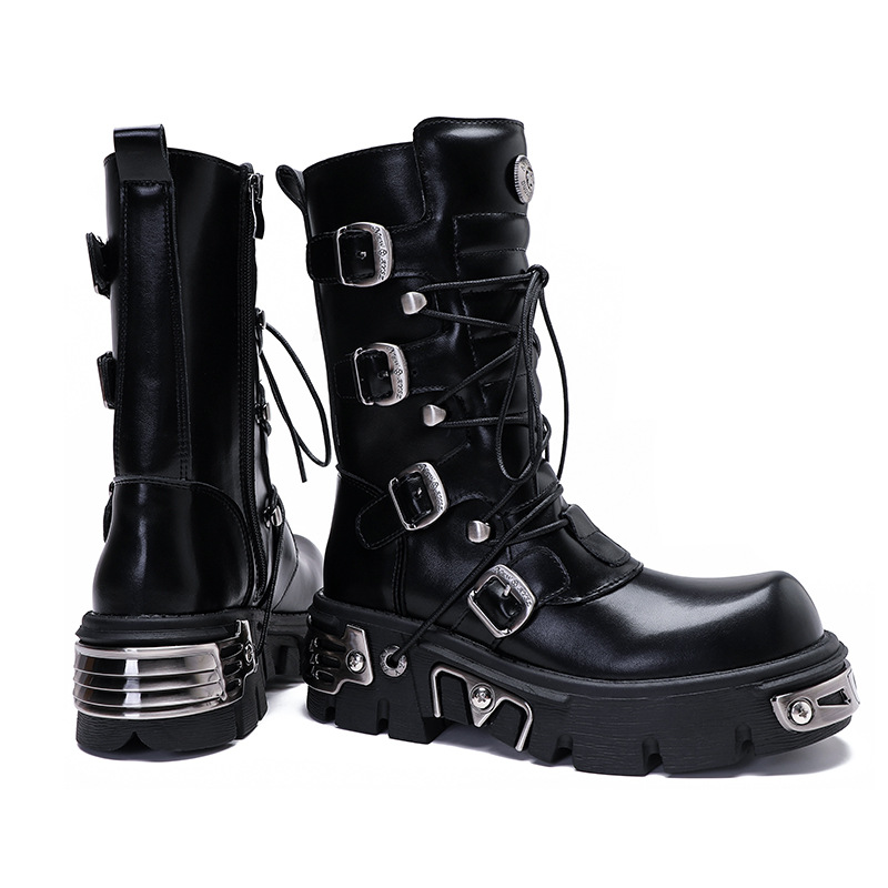 Metal Platform Boots with Buckle Straps "The Nocturnal Pulse"