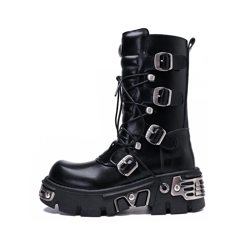 Metal Platform Boots with Buckle Straps "The Nocturnal Pulse"