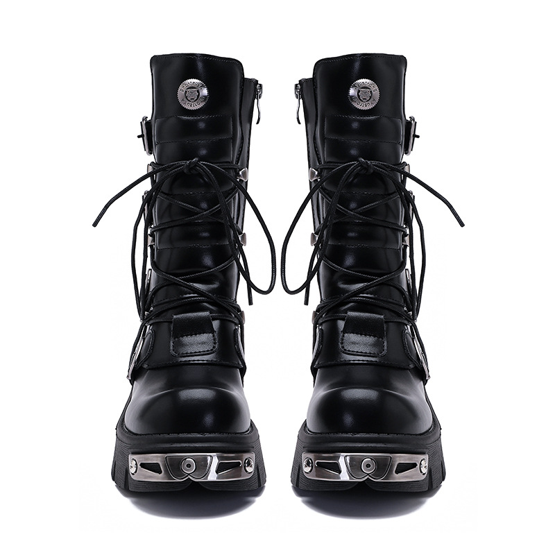 Metal Platform Boots with Buckle Straps "The Nocturnal Pulse"