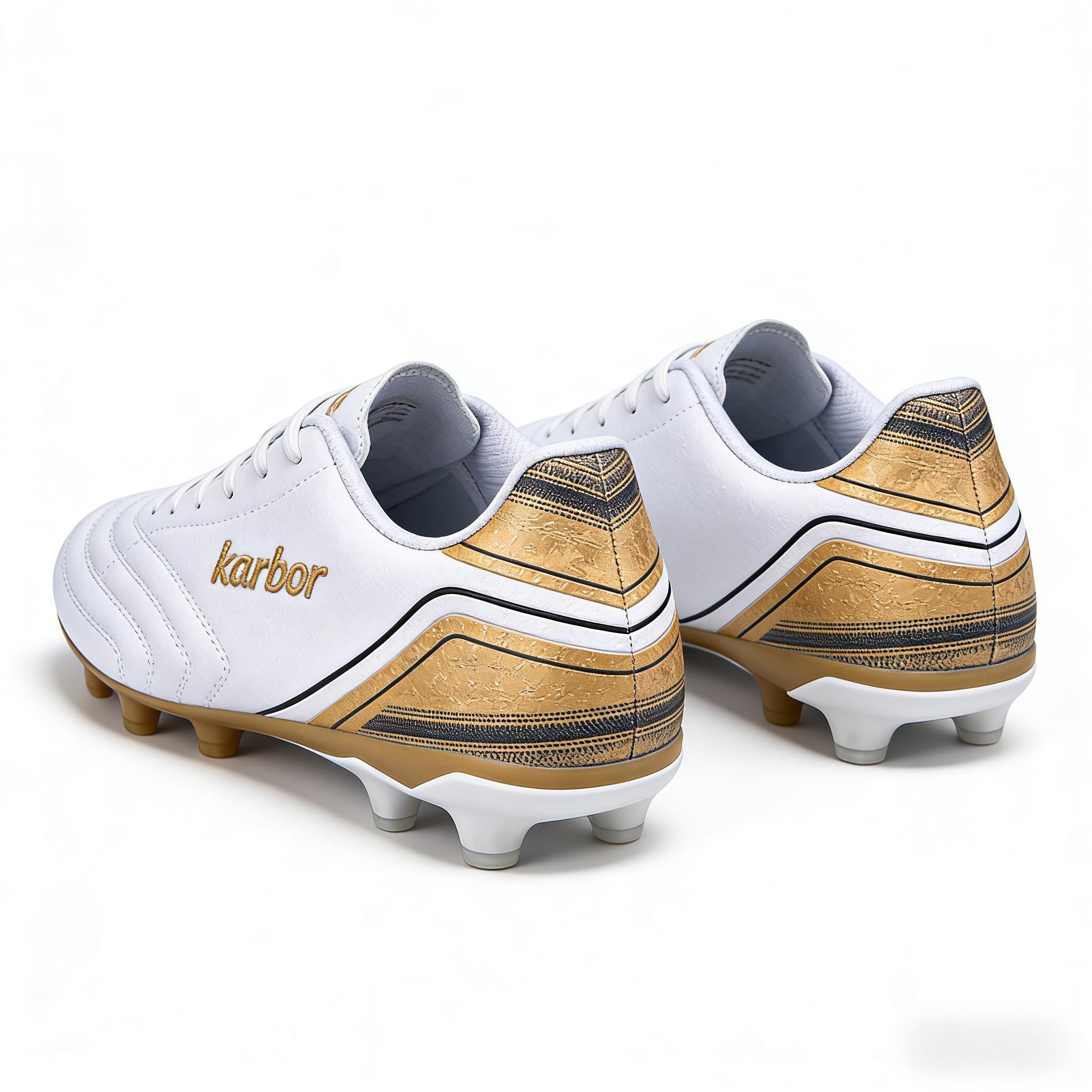FG Firm Ground Soccer Cleats | White & Gold Edition