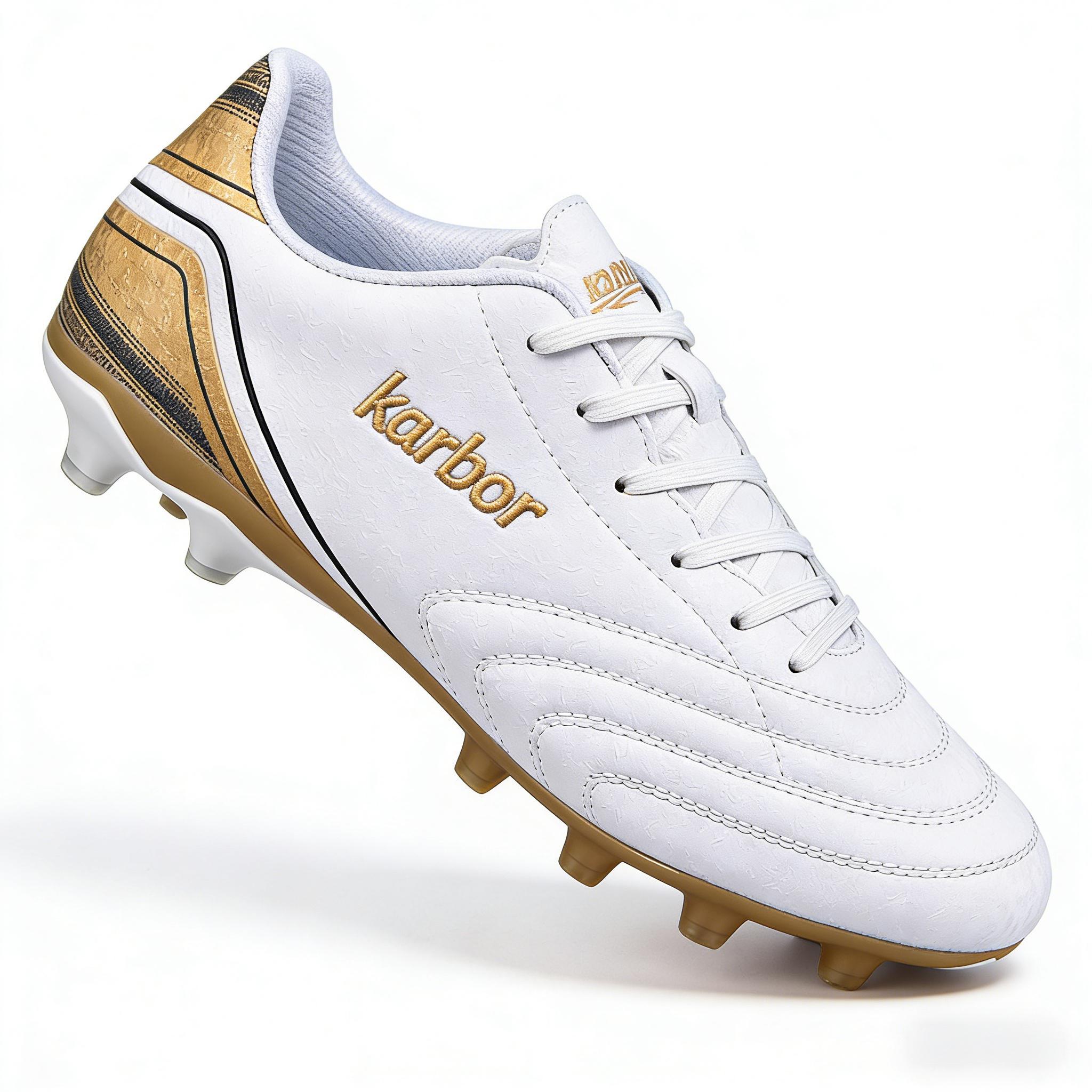 FG Firm Ground Soccer Cleats | White & Gold Edition