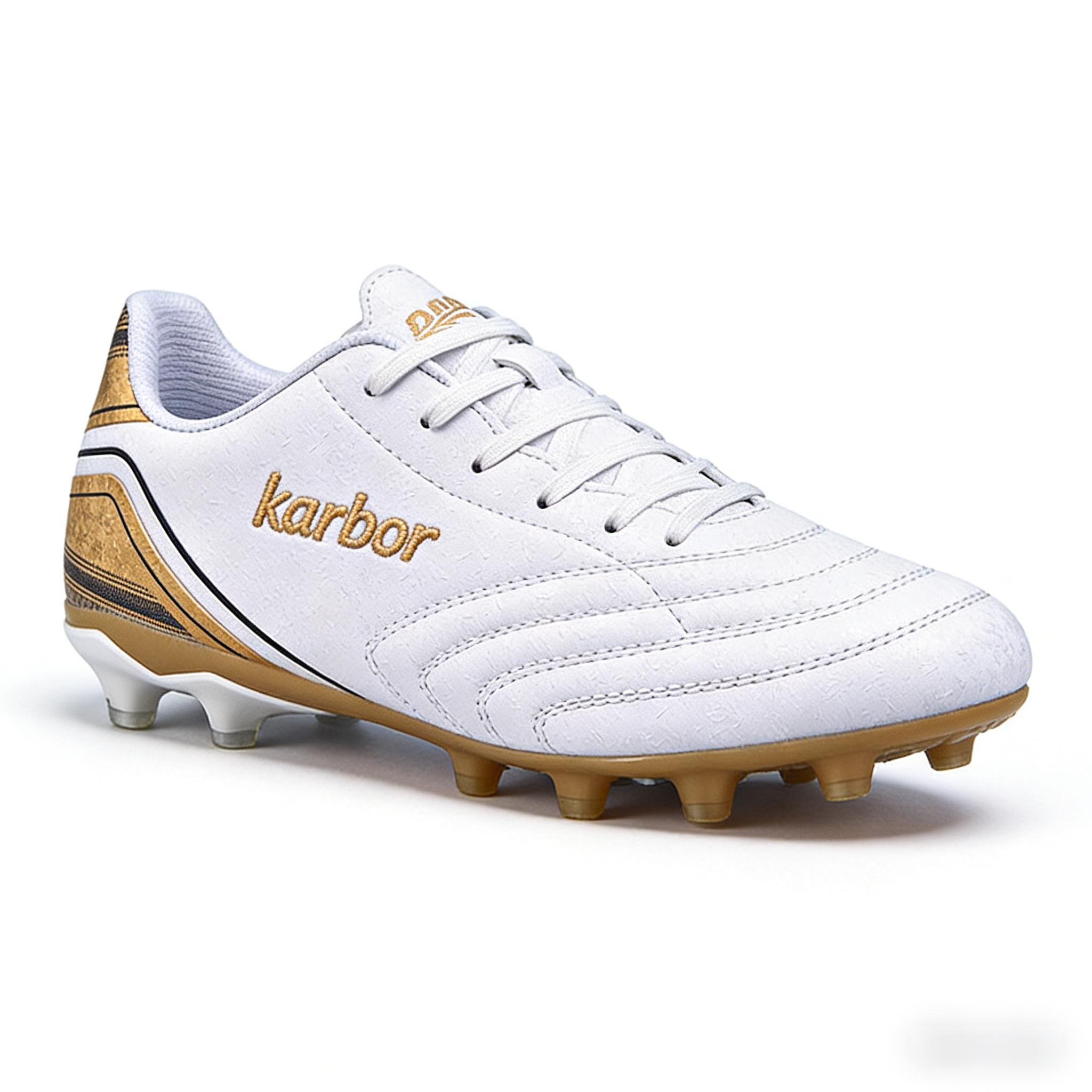 FG Firm Ground Soccer Cleats | White & Gold Edition