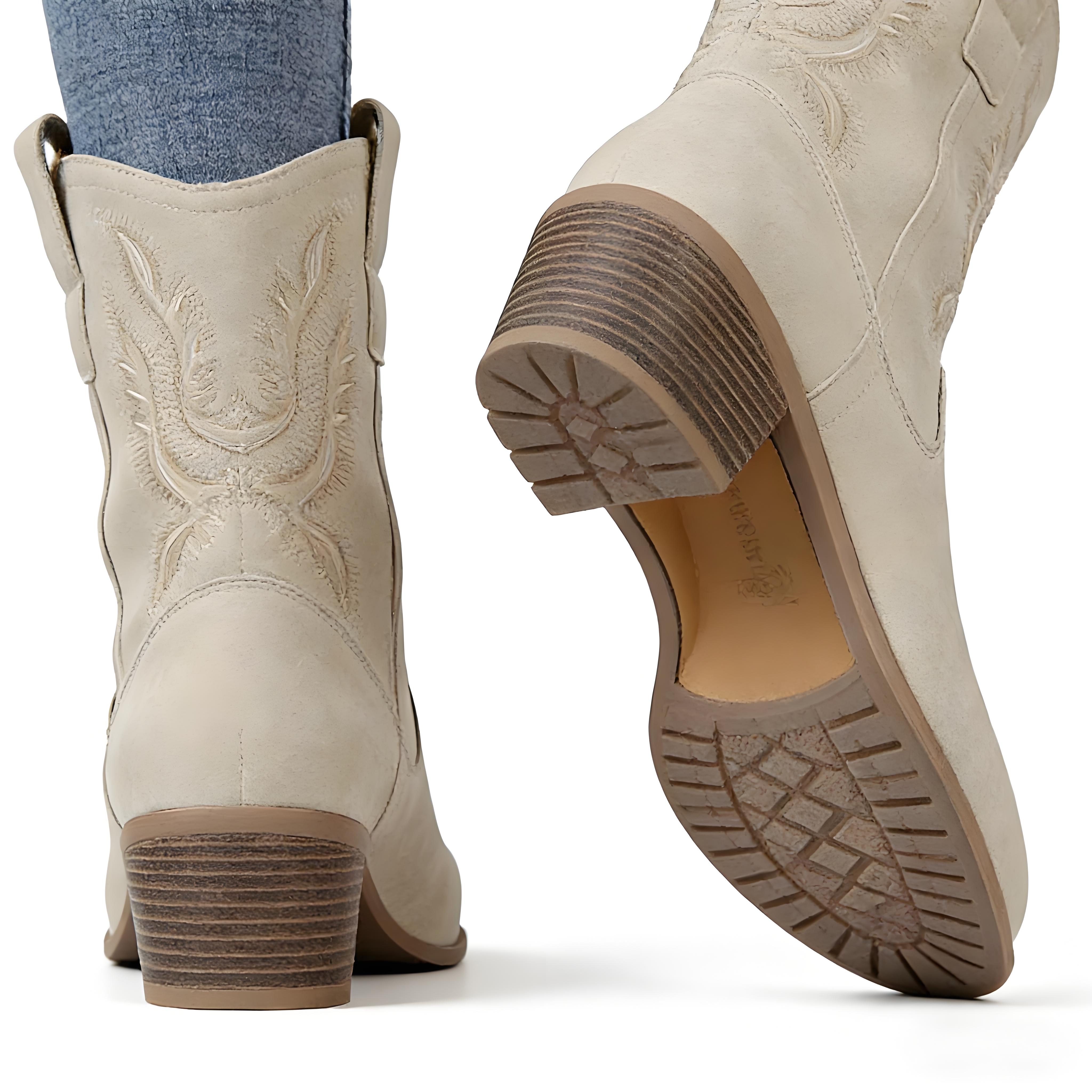 Plus Size Vintage Embroidered Western Ankle Boots