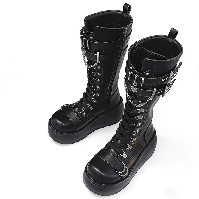 Gothic Platform Combat Boots "Nocturnal Pulse“