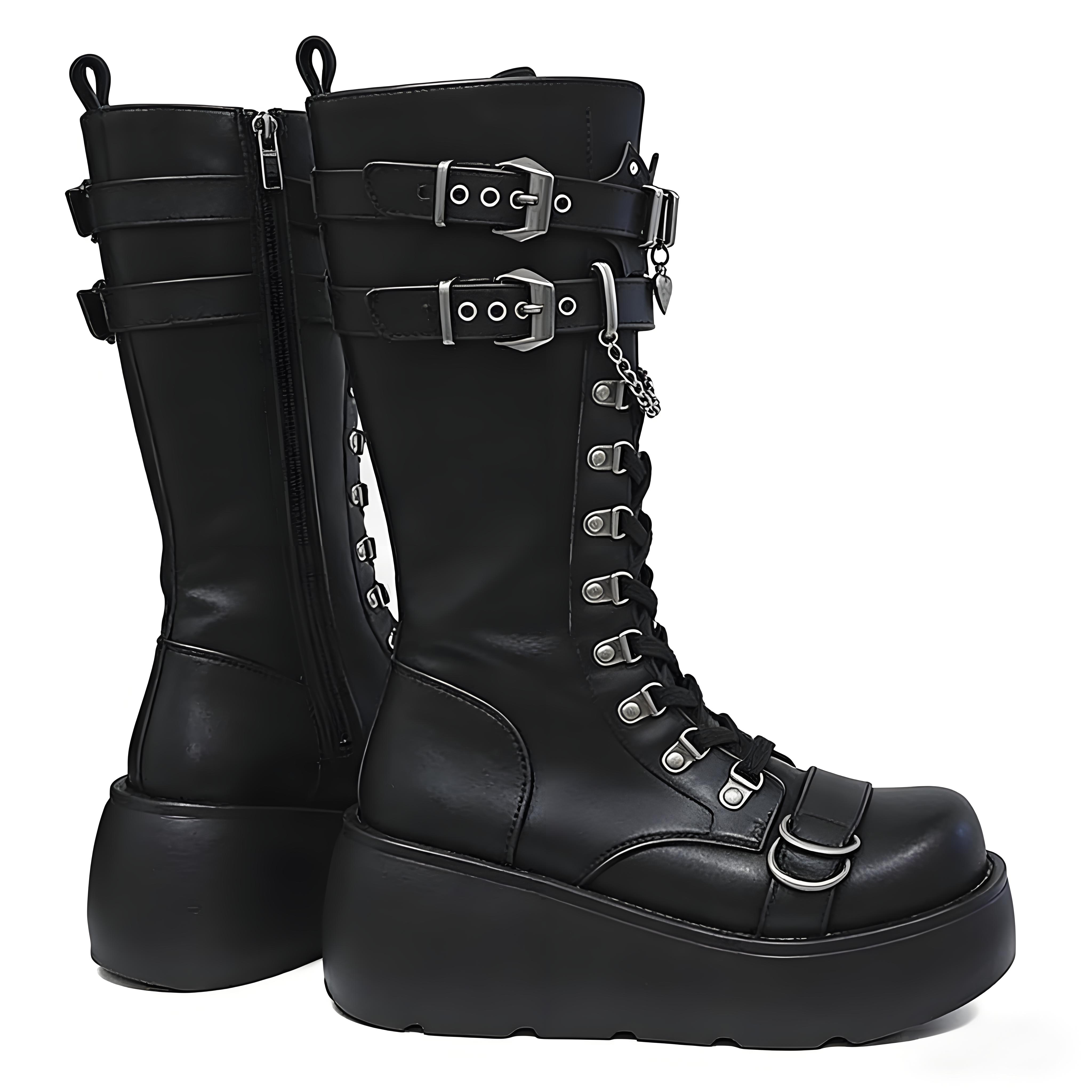 Gothic Platform Combat Boots "Nocturnal Pulse“