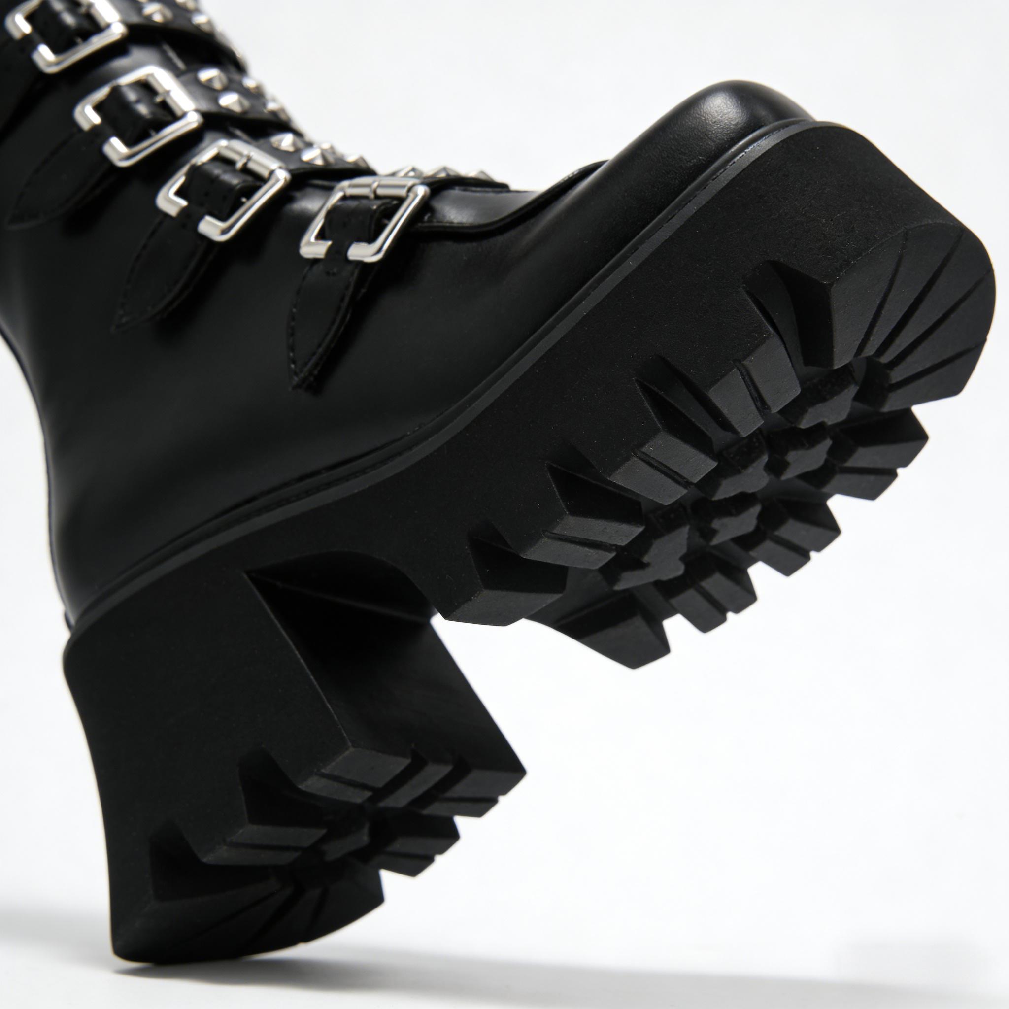 14.5cm Multi-Buckle Gothic Platform Knee-High Boots "The Obsidian Ritual"