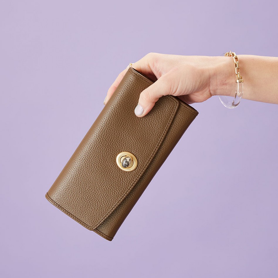 HASHIBAMI【Ha-2104-306 天然石 ロングウォレット】モカ