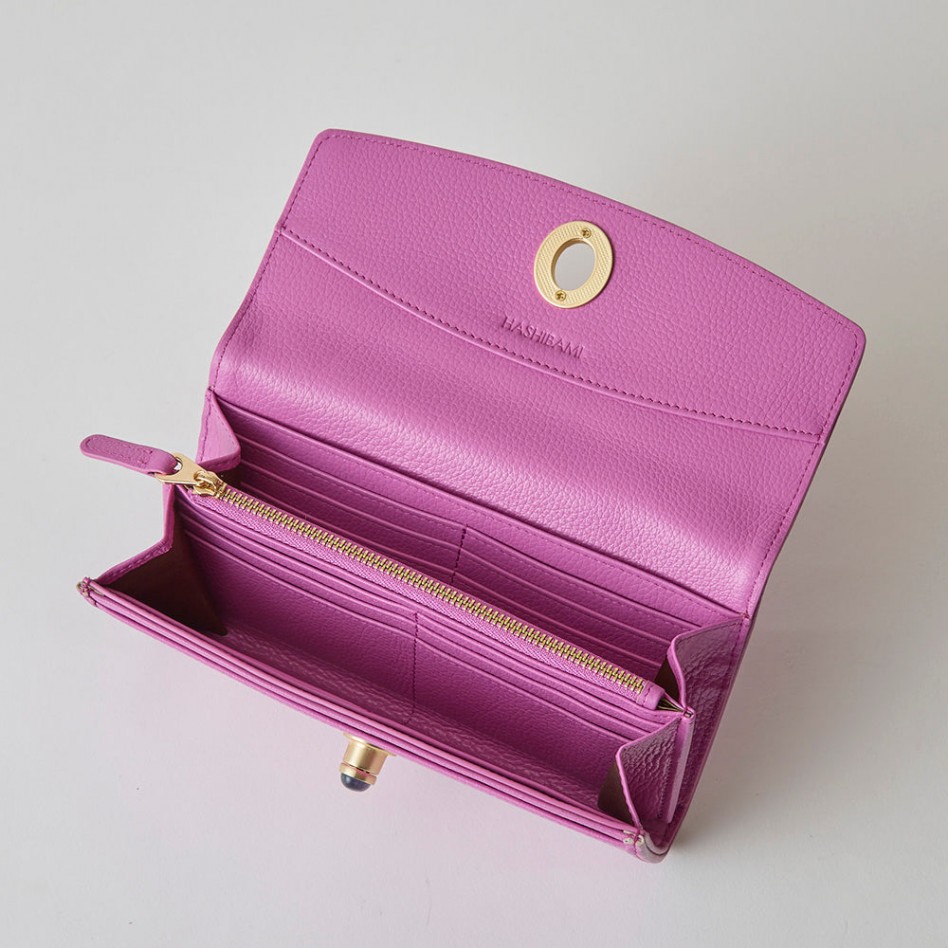 HASHIBAMI【Ha-2104-306 天然石 ロングウォレット】プラム