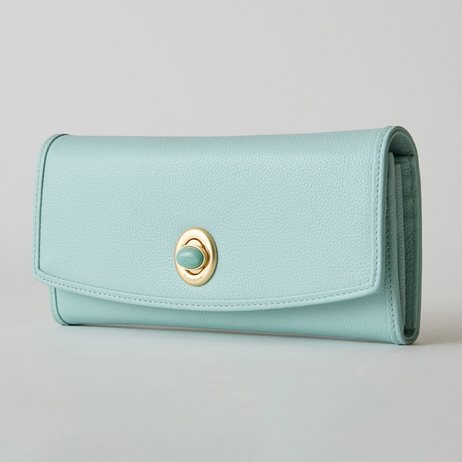 HASHIBAMI【Ha-2104-306 天然石 ロングウォレット】パウダーブルー