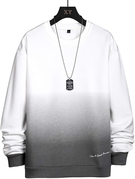 パーカー メンズ トレーナー 秋服 長袖 Tシャツ グラデーショントップス プルオーバー ゆったり カジュアルおおきいサイズ 人気 服 メンズ コットン 柔らかい大きい サイズ 春秋冬