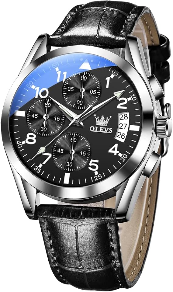 腕時計 おしゃれ メンズ 黒 シンプル 防水 ビジネス 日付 とけい腕時 計メンズ革 クオーツ アナログうで時計 クロノグラフ 人気 プレゼント アラビア数字 見やすい 男性 腕時 計 かっこいい Watch for Men