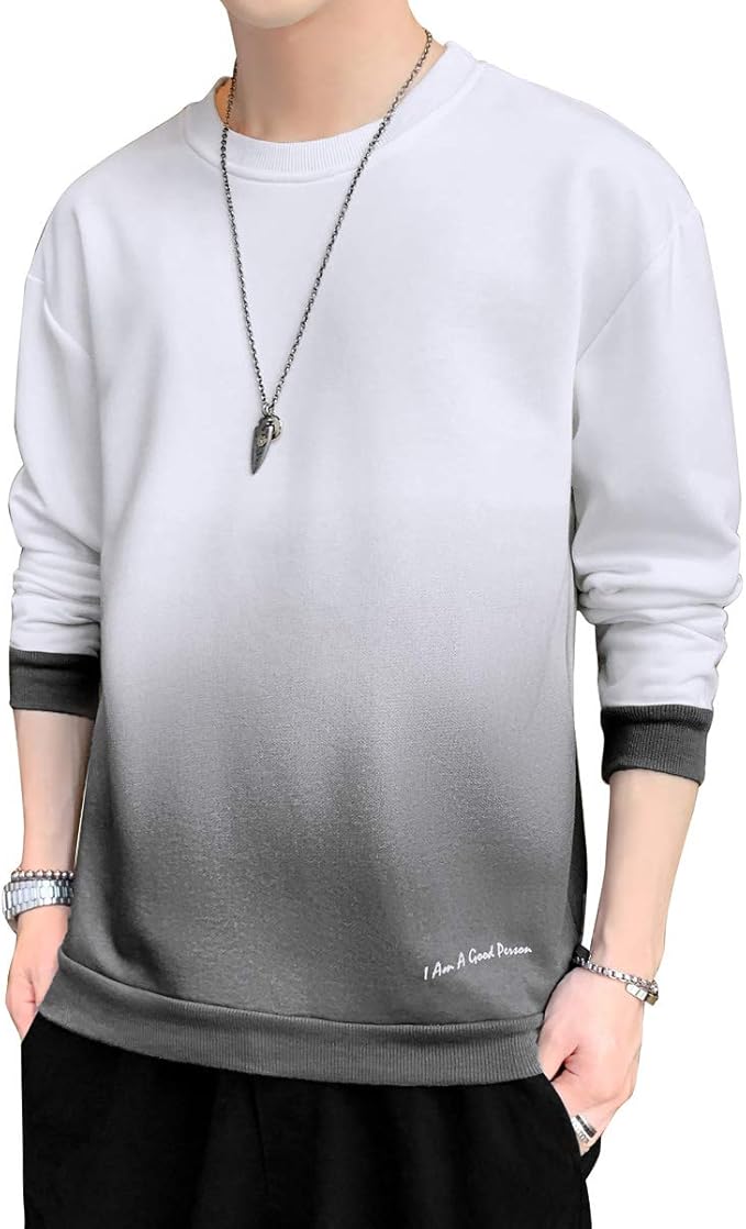 パーカー メンズ トレーナー 秋服 長袖 Tシャツ グラデーショントップス プルオーバー ゆったり カジュアルおおきいサイズ 人気 服 メンズ コットン 柔らかい大きい サイズ 春秋冬