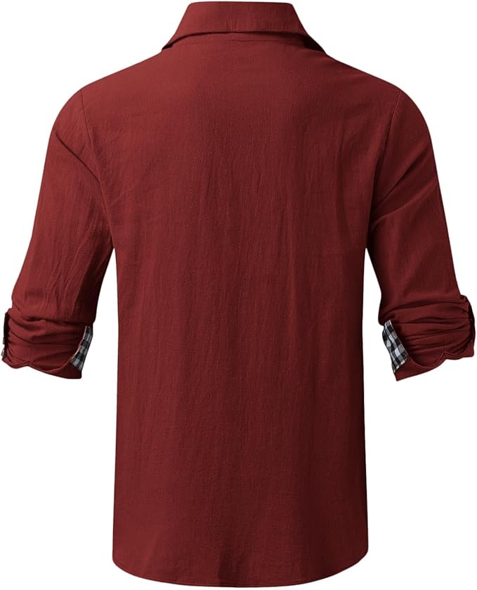 シャツ メンズ 夏服 半袖 亜麻 七分袖 おしゃれ ゆったり 無地 大きいサイズ ボタンアップ カジュアルシャツ 汗染み防止 涼感 お洒落 ビジネス トップス 快適な 軽い 通気 柔らかい 人気服 Mens Short Shirt-80