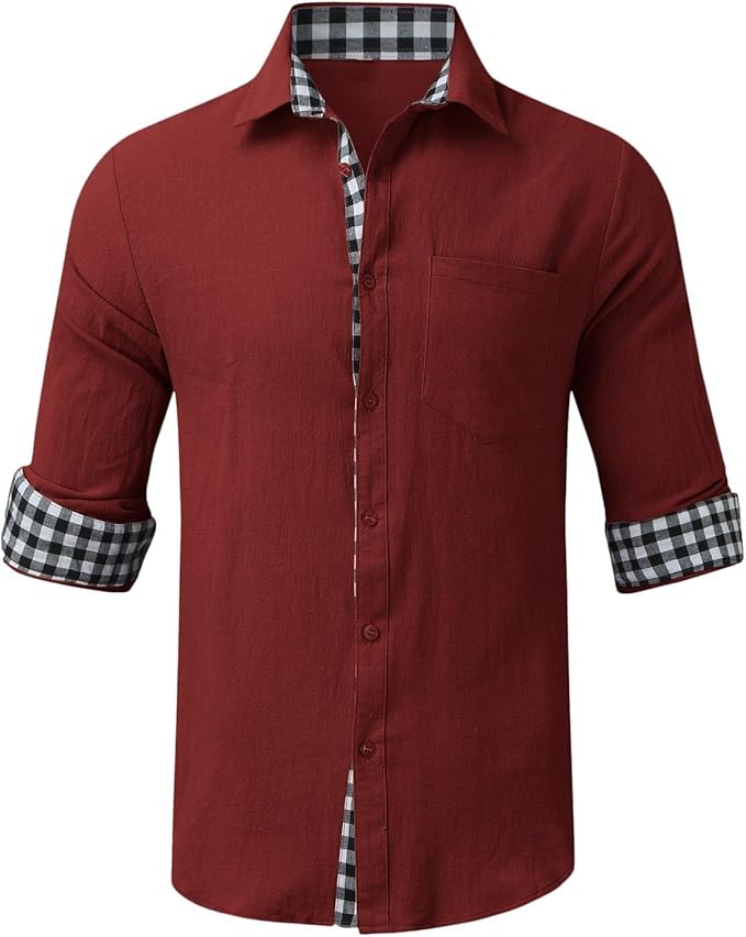 シャツ メンズ 夏服 半袖 亜麻 七分袖 おしゃれ ゆったり 無地 大きいサイズ ボタンアップ カジュアルシャツ 汗染み防止 涼感 お洒落 ビジネス トップス 快適な 軽い 通気 柔らかい 人気服 Mens Short Shirt-80